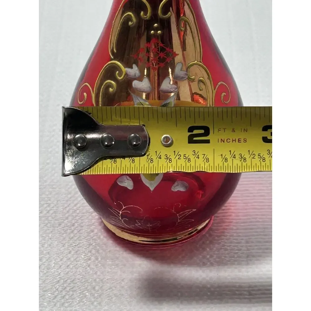 Vintage‎ Japan Emerald Red Bud Vase 8”Gold Gilding Hand Painted Flowers Moriage